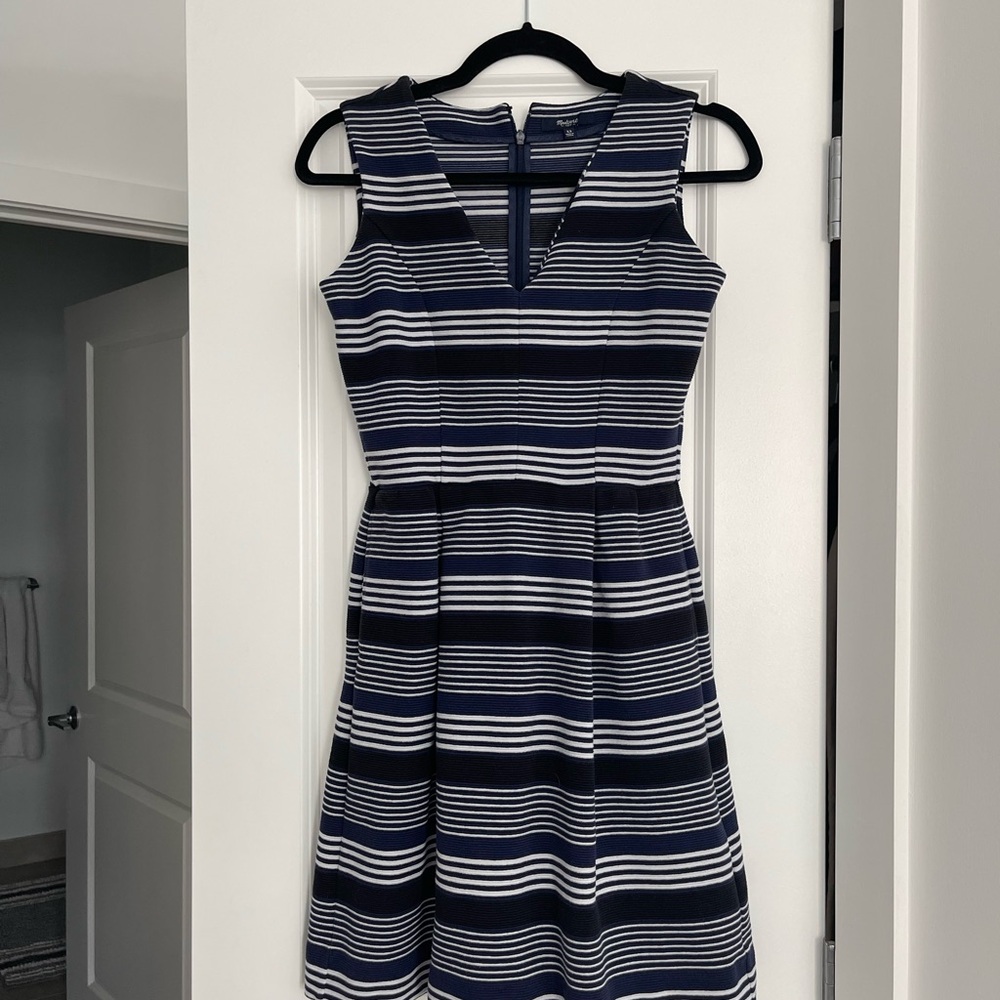 Navy and White Striped Sleeveless Dress